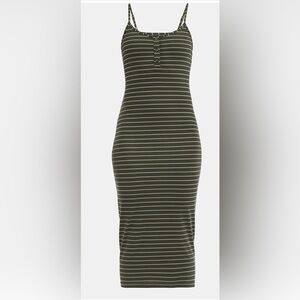 No Boundaries Forest Green and Beige Striped Tank